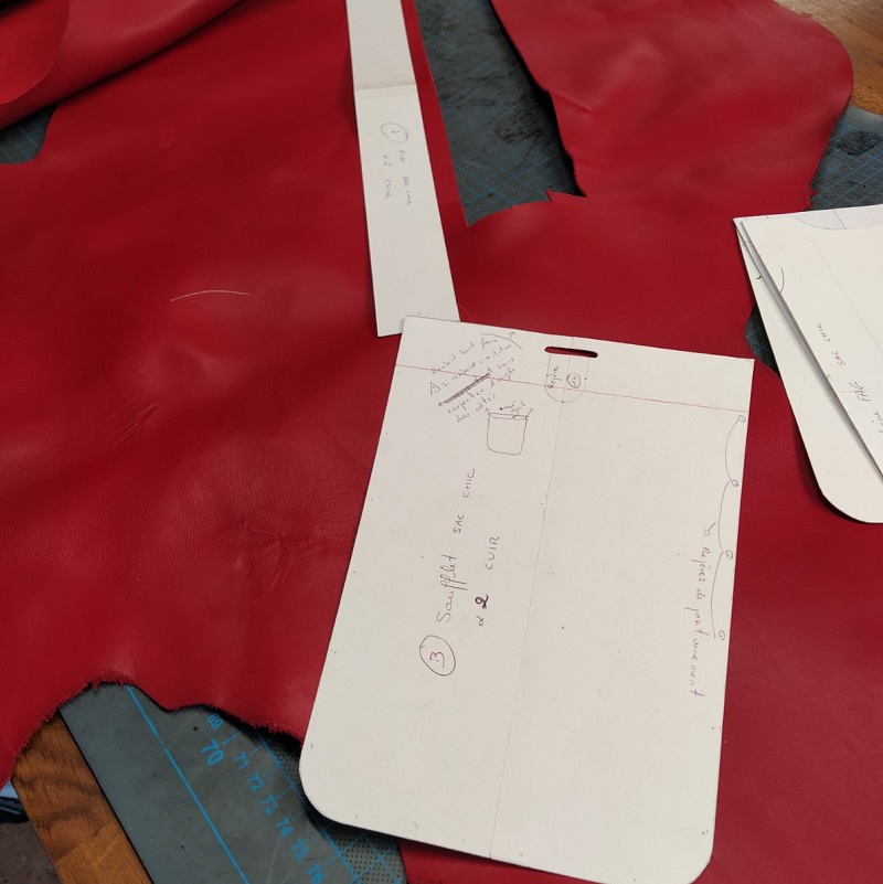 Gabarit traçage des pièces d'un sac en cuir